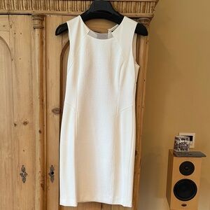 Elie Tahari Ivory Textured Sleeveless Midi Sheath Dress
